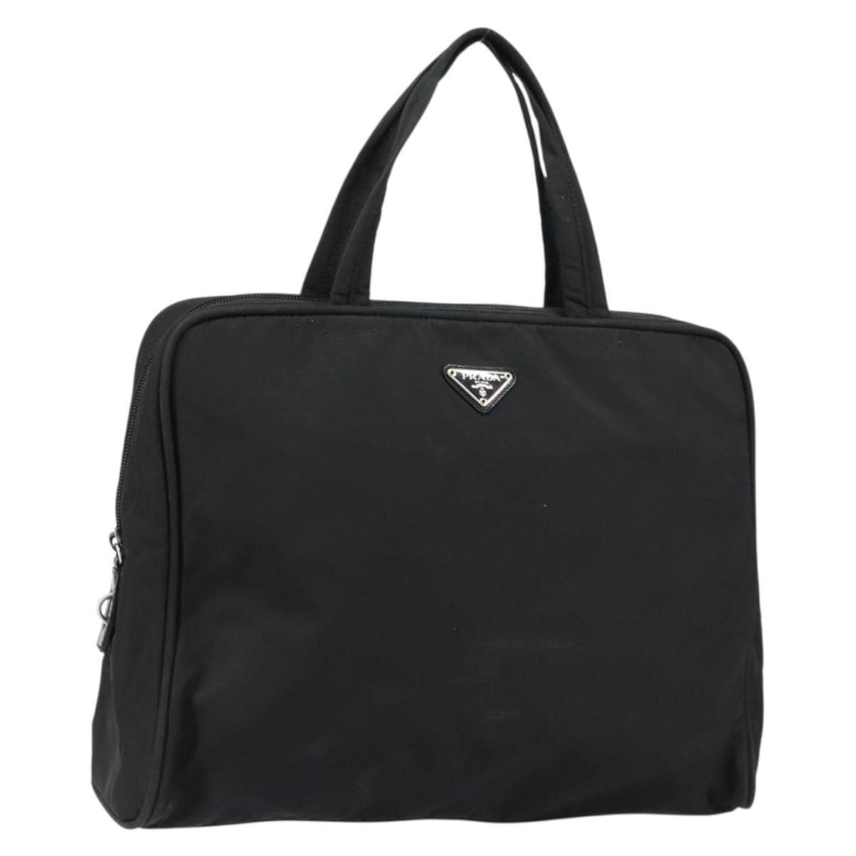 Prada Tote Bag Nylon Black Silver Auth Bs29773